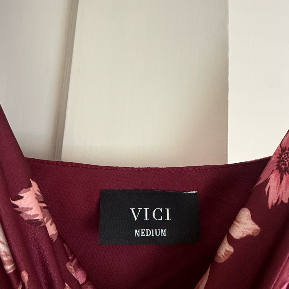 Vici Berry Pink Floral Satin Slip Maxi Dress-Never Worn - Picture 4 of 6